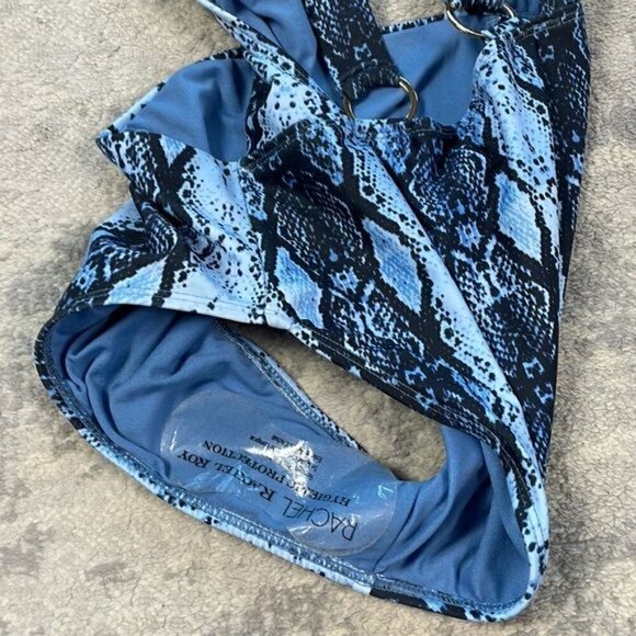 New Rachel Rachel Roy Desert Snake Cut Out One Piece Swimsuit Blue Reptile Sz S - Picture 8 of 10